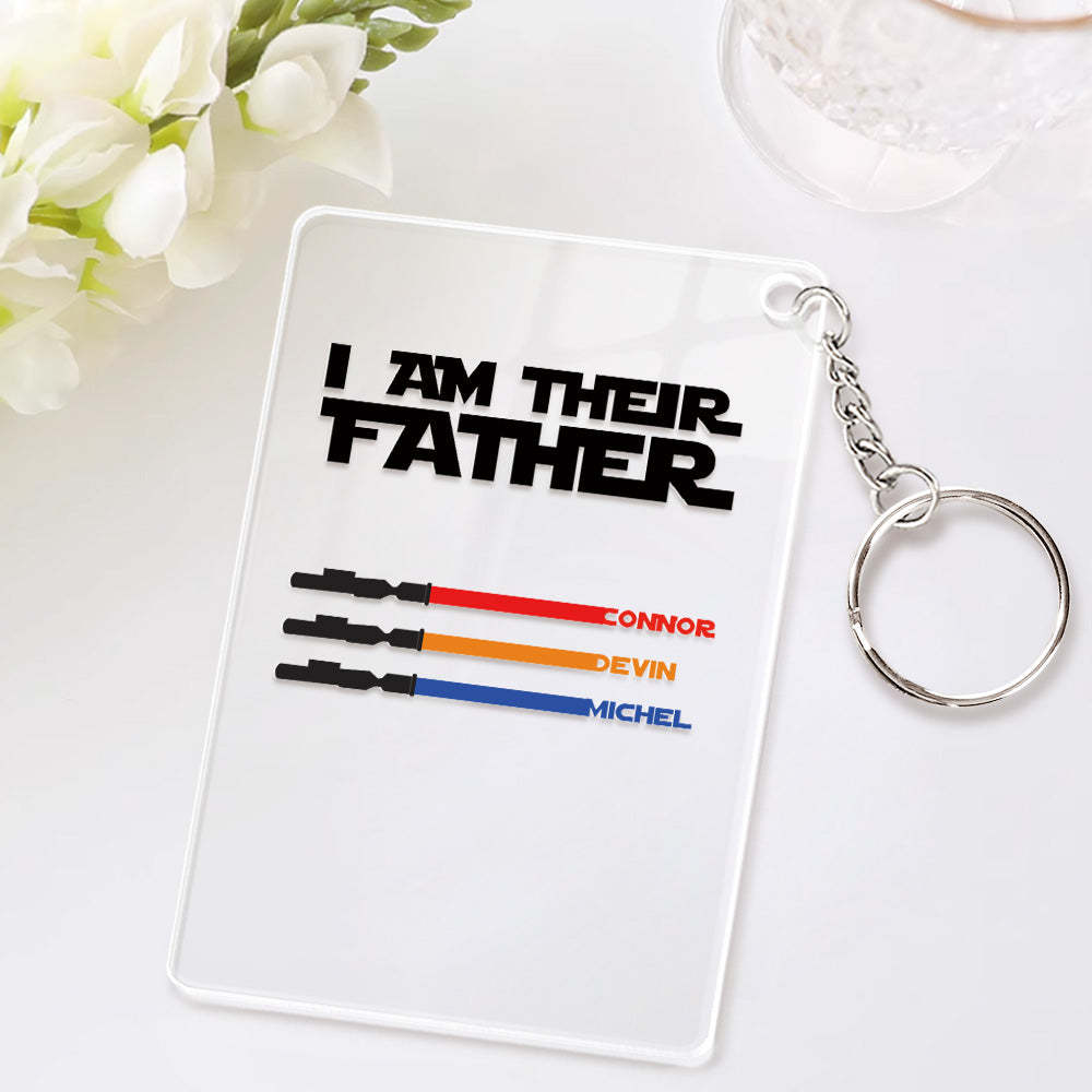 Personalisierter Namens-lichtschwert-schlüsselanhänger „i Am Their Father“ Aus Acryl, Vatertagsgeschenk - MeineFotoTassen