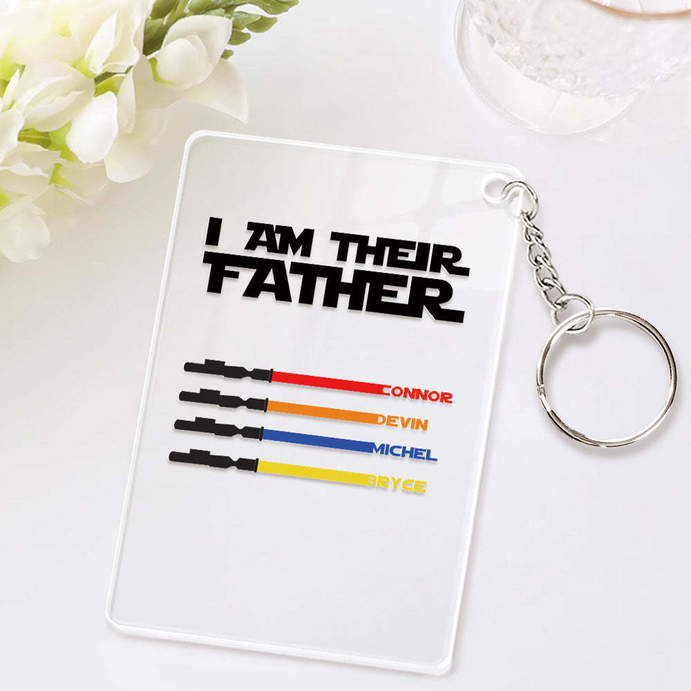 Personalisierter Namens-lichtschwert-schlüsselanhänger „i Am Their Father“ Aus Acryl, Vatertagsgeschenk - MeineFotoTassen