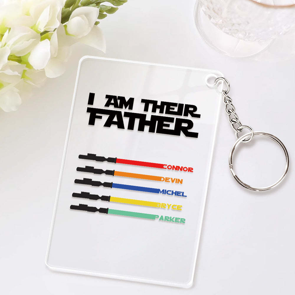 Personalisierter Namens-lichtschwert-schlüsselanhänger „i Am Their Father“ Aus Acryl, Vatertagsgeschenk - MeineFotoTassen