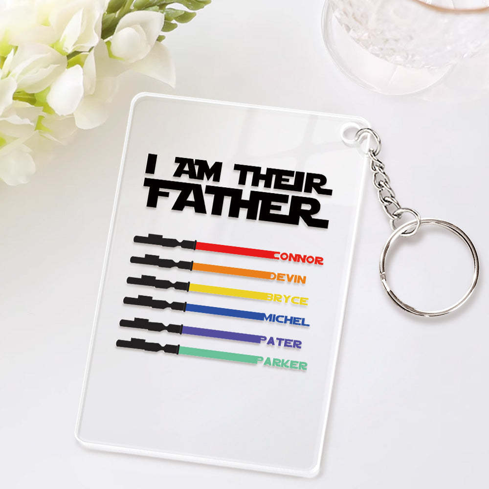 Personalisierter Namens-lichtschwert-schlüsselanhänger „i Am Their Father“ Aus Acryl, Vatertagsgeschenk - MeineFotoTassen