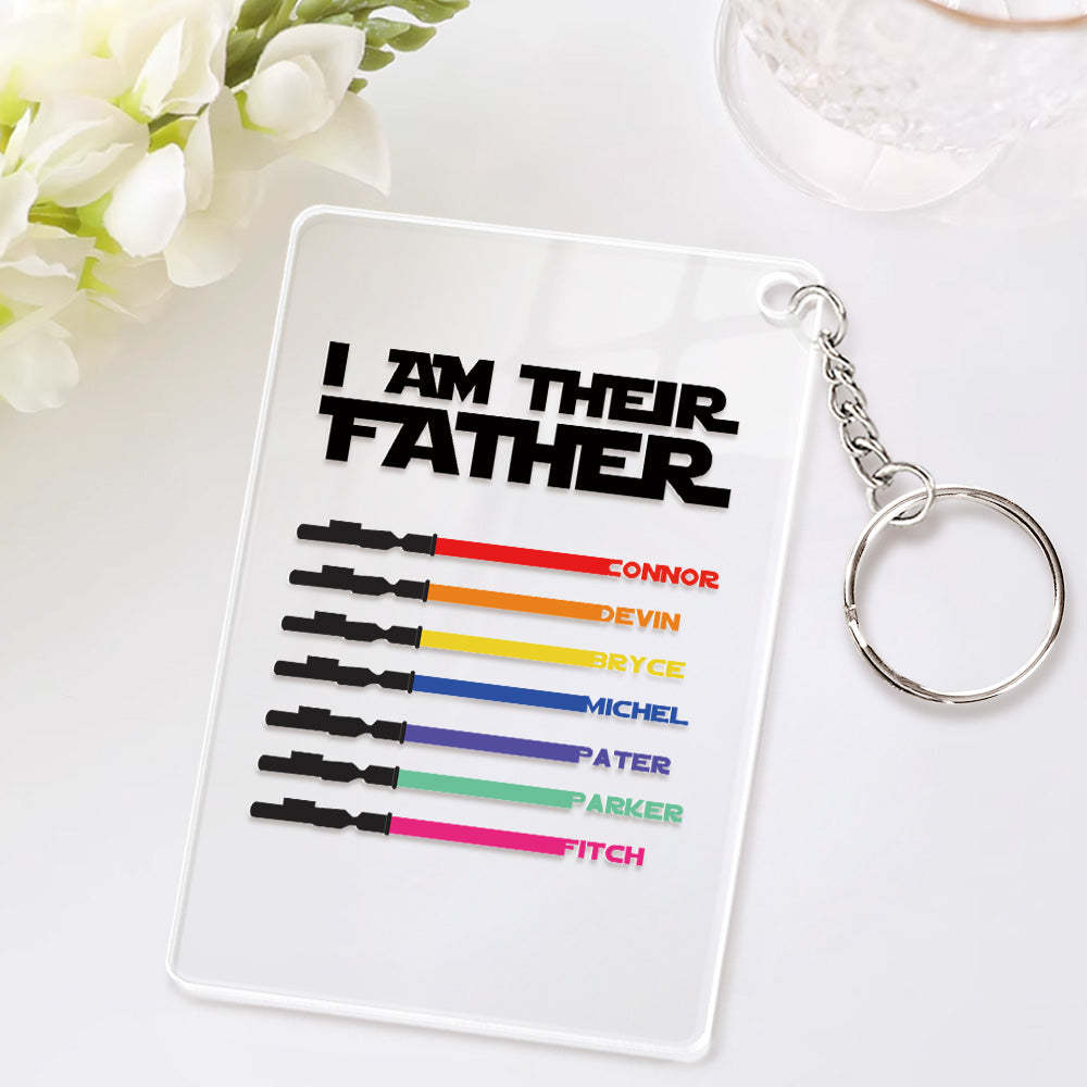 Personalisierter Namens-lichtschwert-schlüsselanhänger „i Am Their Father“ Aus Acryl, Vatertagsgeschenk - MeineFotoTassen