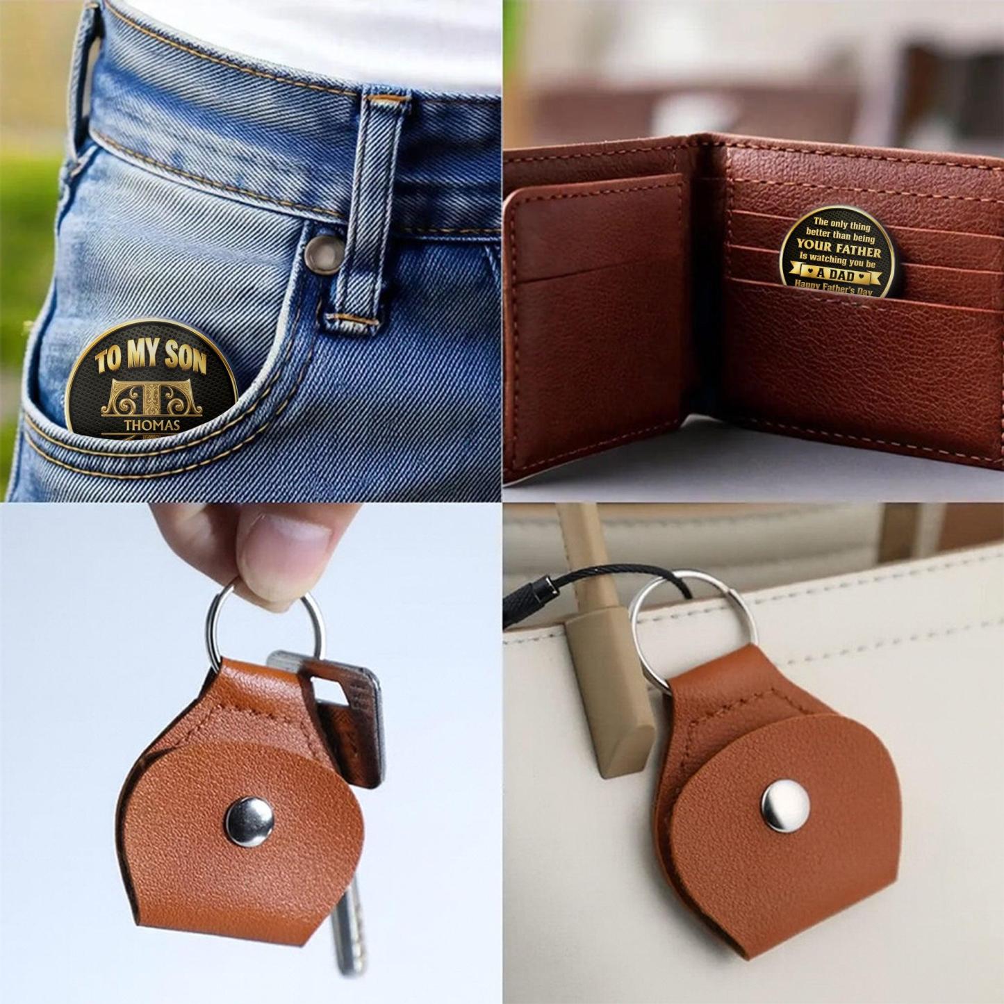 „To My Son Watching You Be A Dad"-Monogramm-Initiale – personalisierte individuelle Taschenumarmung - MeineFotoTassen