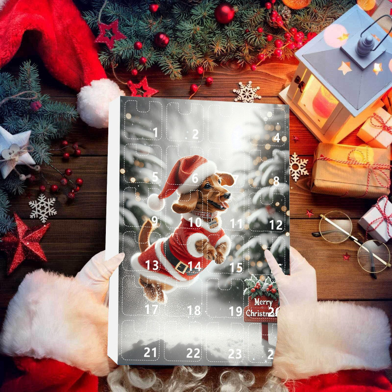 2025 Weihnachten Hund Blind Box 24day Countdown Dackel Becher Ornament Advent Kalender Urlaub Geschenk Überraschung - MeineFotoTassen