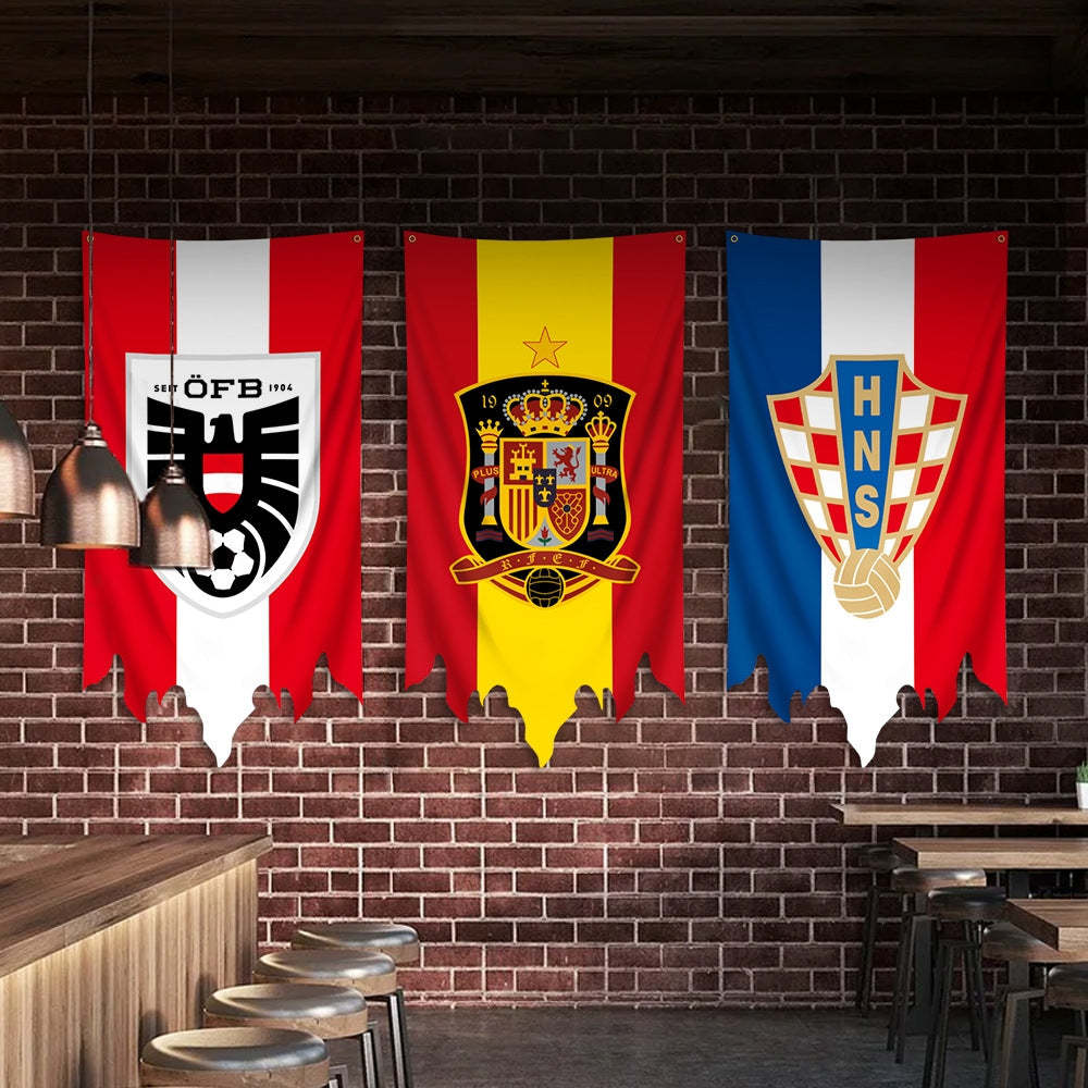 2024 European Cup Dekoration Top 24 National Football Team Flag Theme Hängendes Stoffposter 70*120cm - MeineFotoTassen