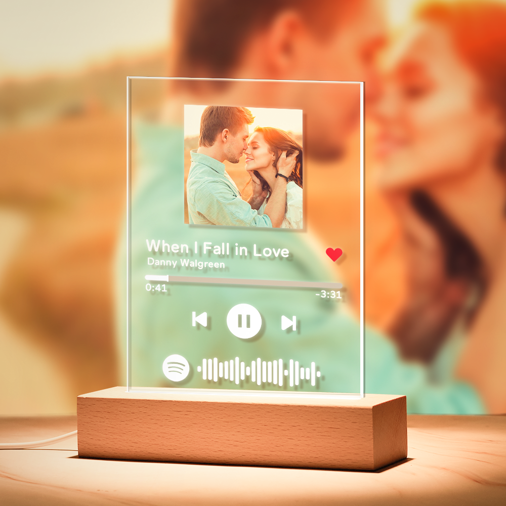 Spotify Nachtlicht Personalisiertes Spotify Glas Geschenk Mit Spotify Code Spotify Bilderrahmen Glasfoto