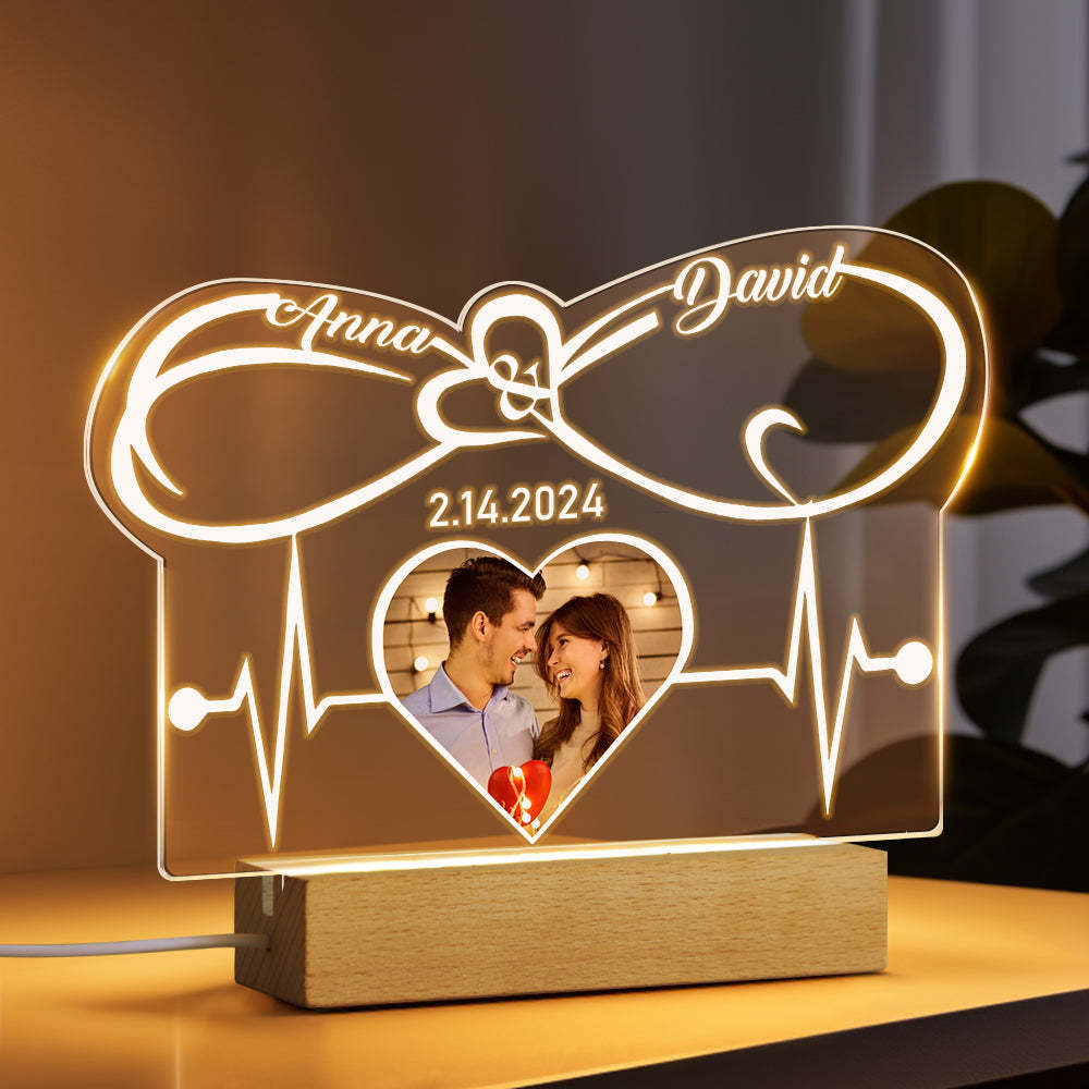 Personalisiertes Foto-nachtlicht, Individuelle Schlafzimmer-tischdekoration, Valentinstagsgeschenk Für Ihn - MeineFotoTassen