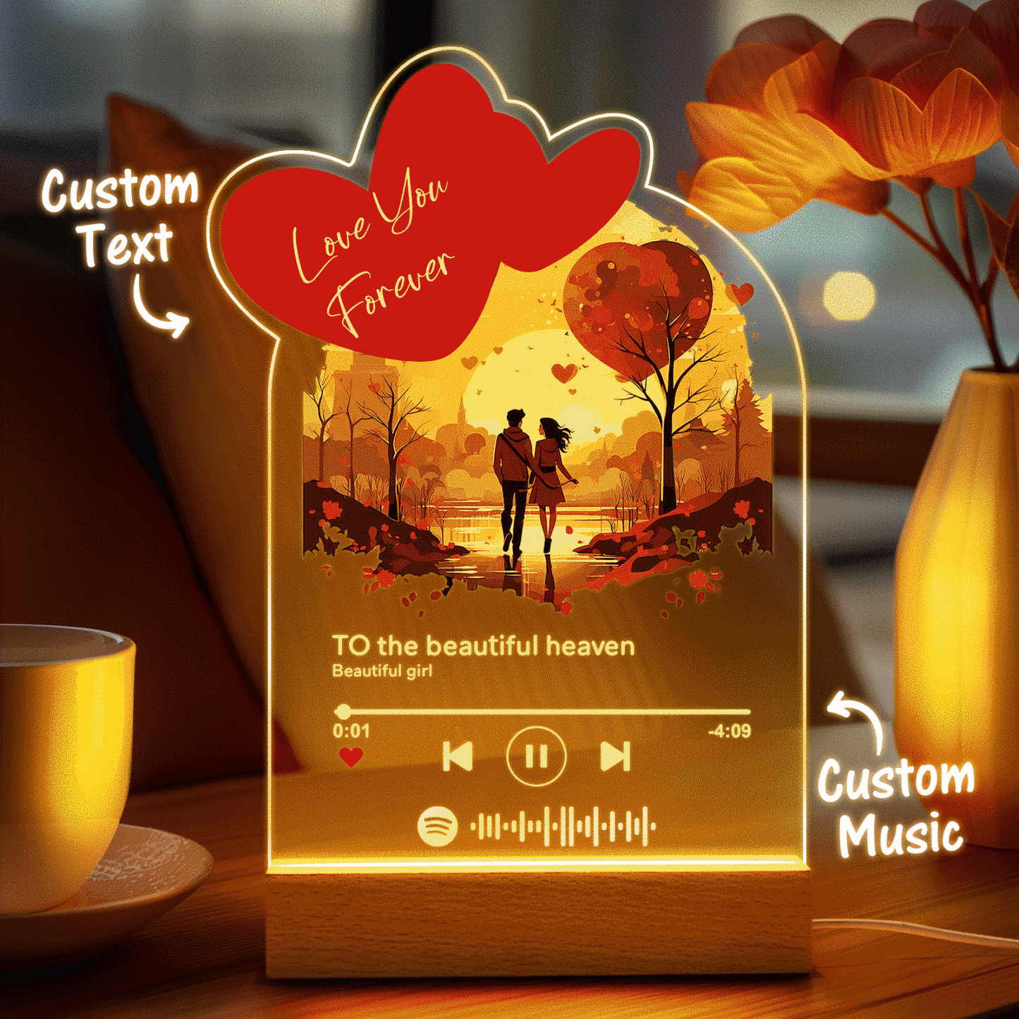 Personalisiertes Romantisches Liebes-nachtlicht Aus Acryl, Geschenk Für Paare, Heimdekoration - MeineFotoTassen
