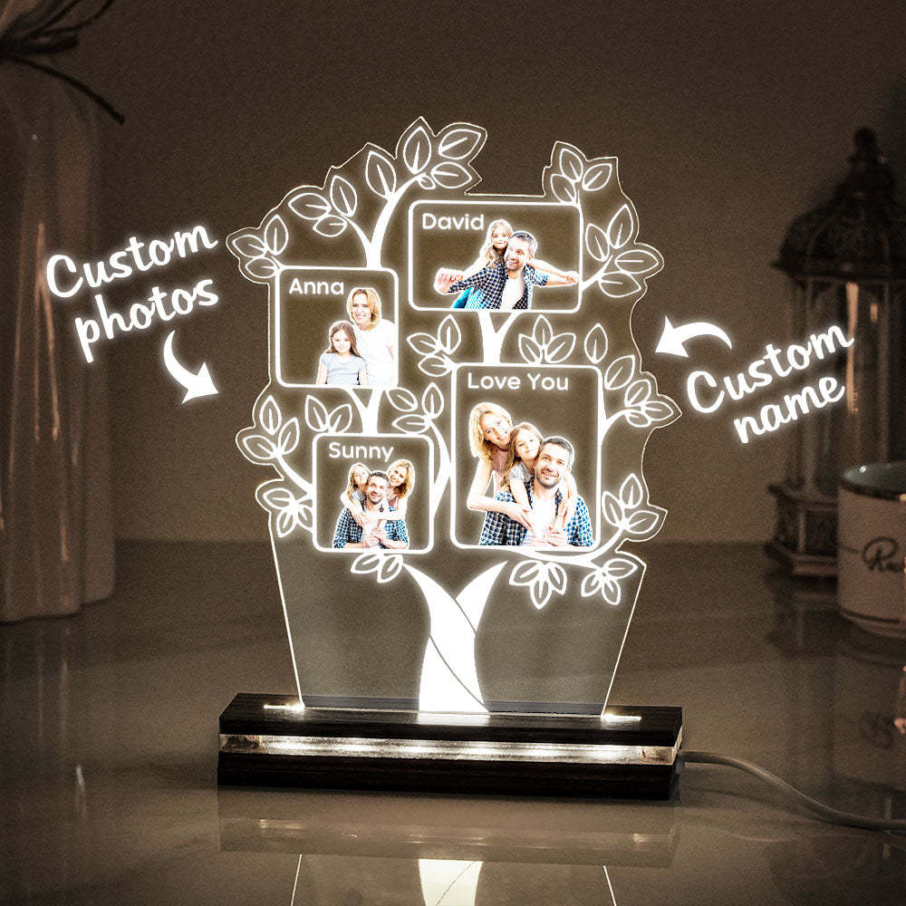 Personalisierte Fotolampe, Personalisierte Stammbaumlampe, Individuelle Fotolichter, Geschenke Für Die Familie - MeineFotoTassen