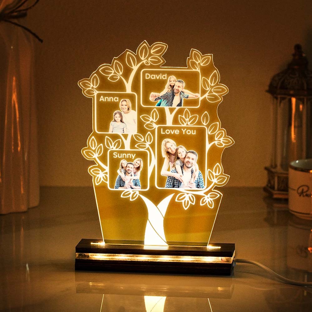 Personalisierte Fotolampe, Personalisierte Stammbaumlampe, Individuelle Fotolichter, Geschenke Für Die Familie - MeineFotoTassen