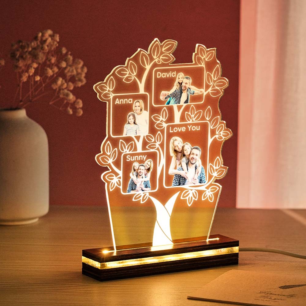 Personalisierte Fotolampe, Personalisierte Stammbaumlampe, Individuelle Fotolichter, Geschenke Für Die Familie - MeineFotoTassen