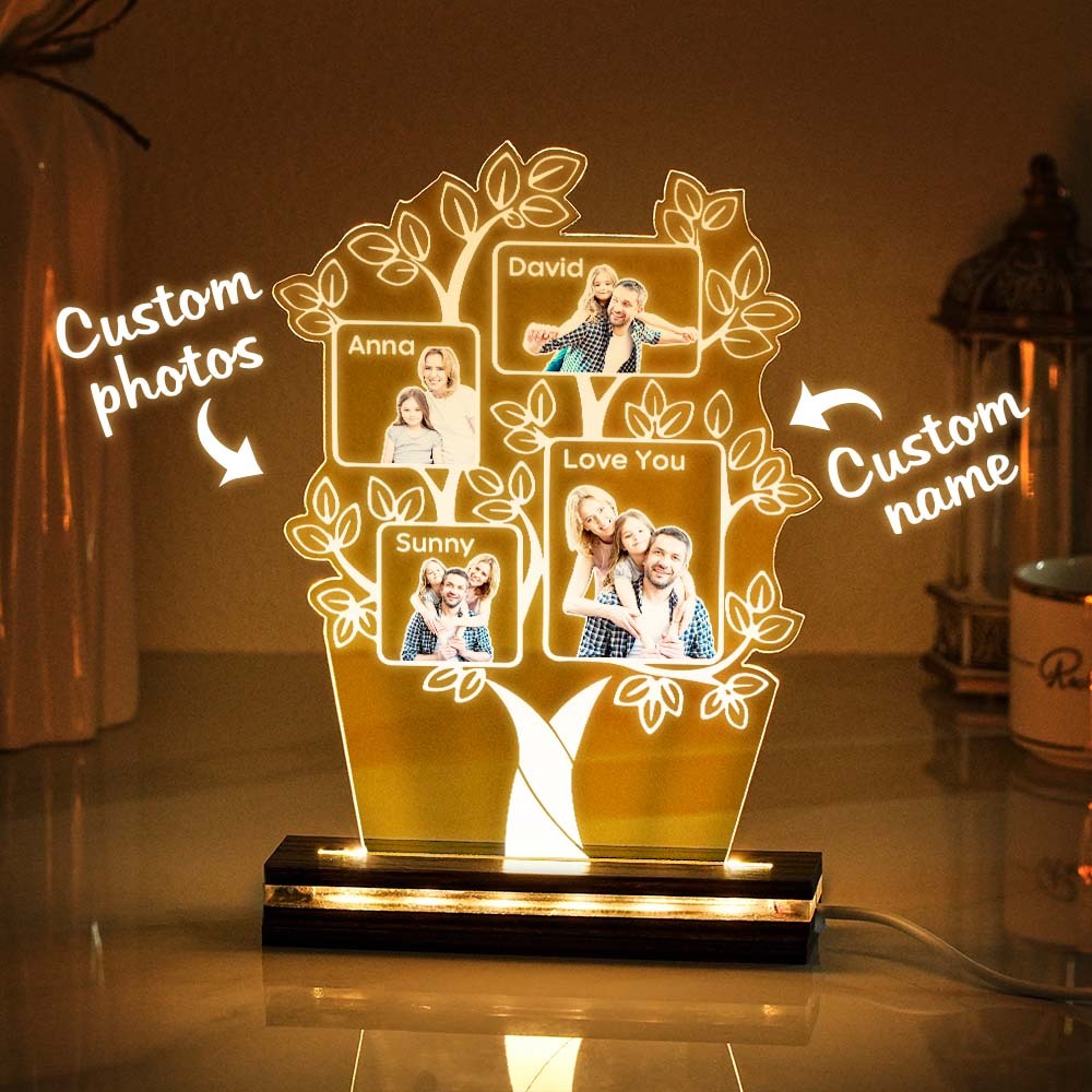 Personalisierte Fotolampe, Personalisierte Stammbaumlampe, Individuelle Fotolichter, Geschenke Für Die Familie - MeineFotoTassen
