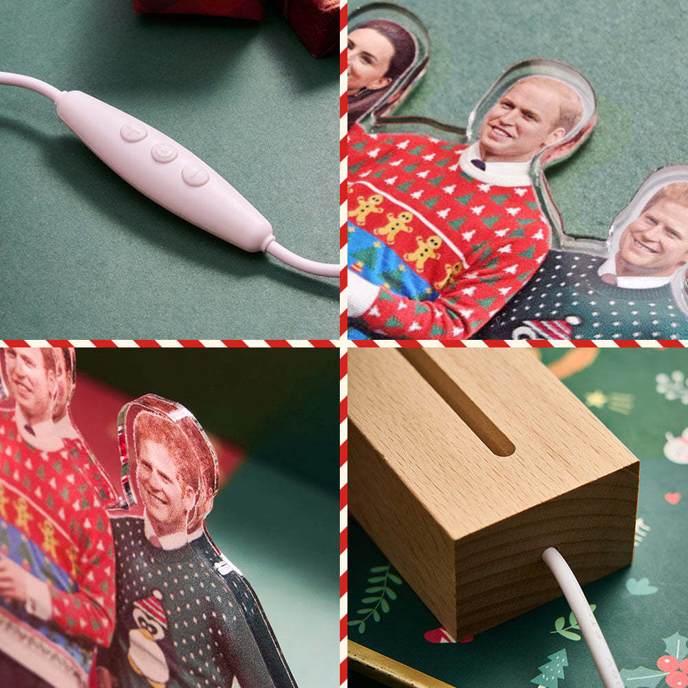 Personalisiertes Weihnachtsgeschenk In Fotoform Mit 3d-led-licht Für Familienmitglieder - MeineFotoTassen