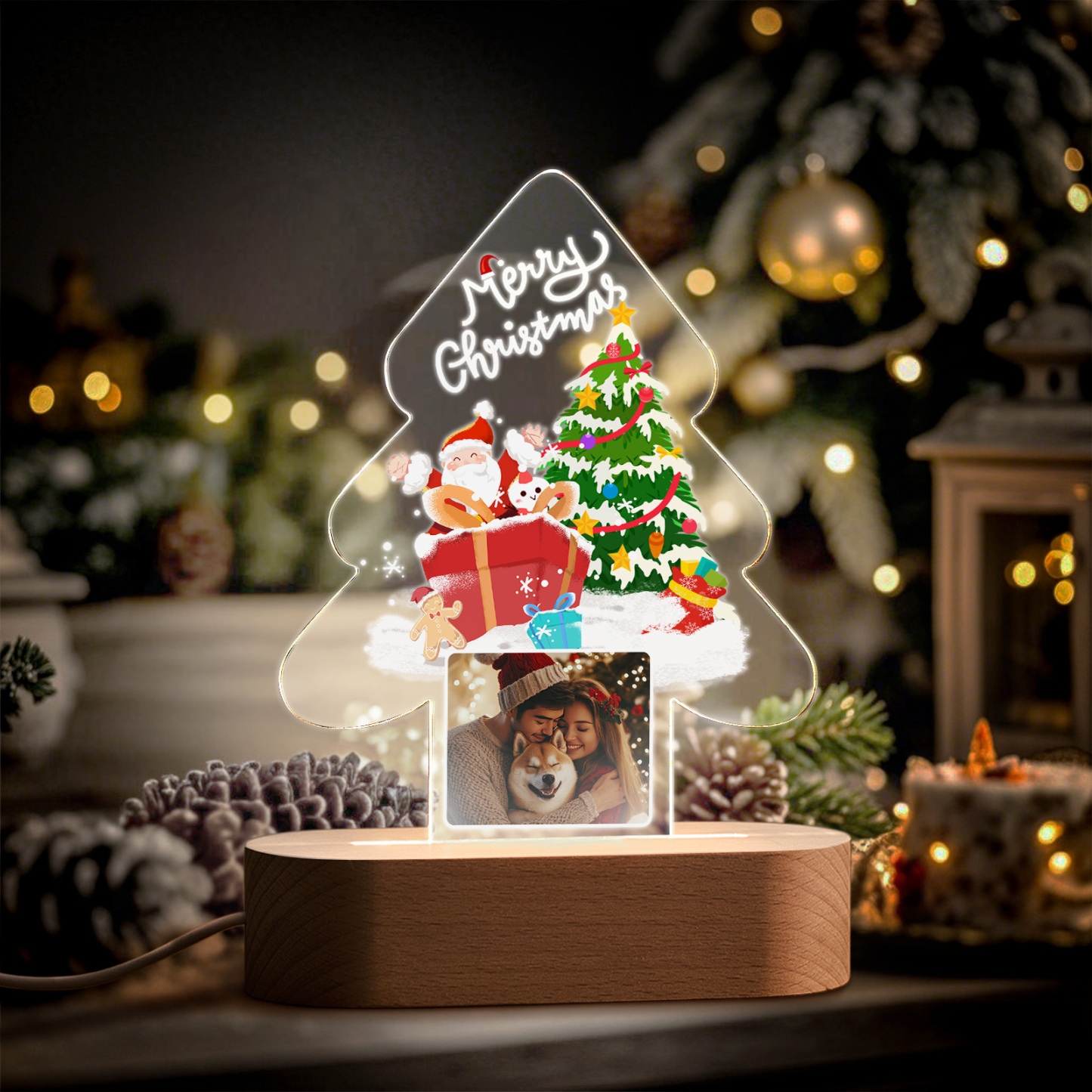 Benutzerdefiniertes Weihnachtsnachtlicht, Personalisiertes Foto, Weihnachtsnachtlicht, Geschenke Für Liebhaber - MeineFotoTassen