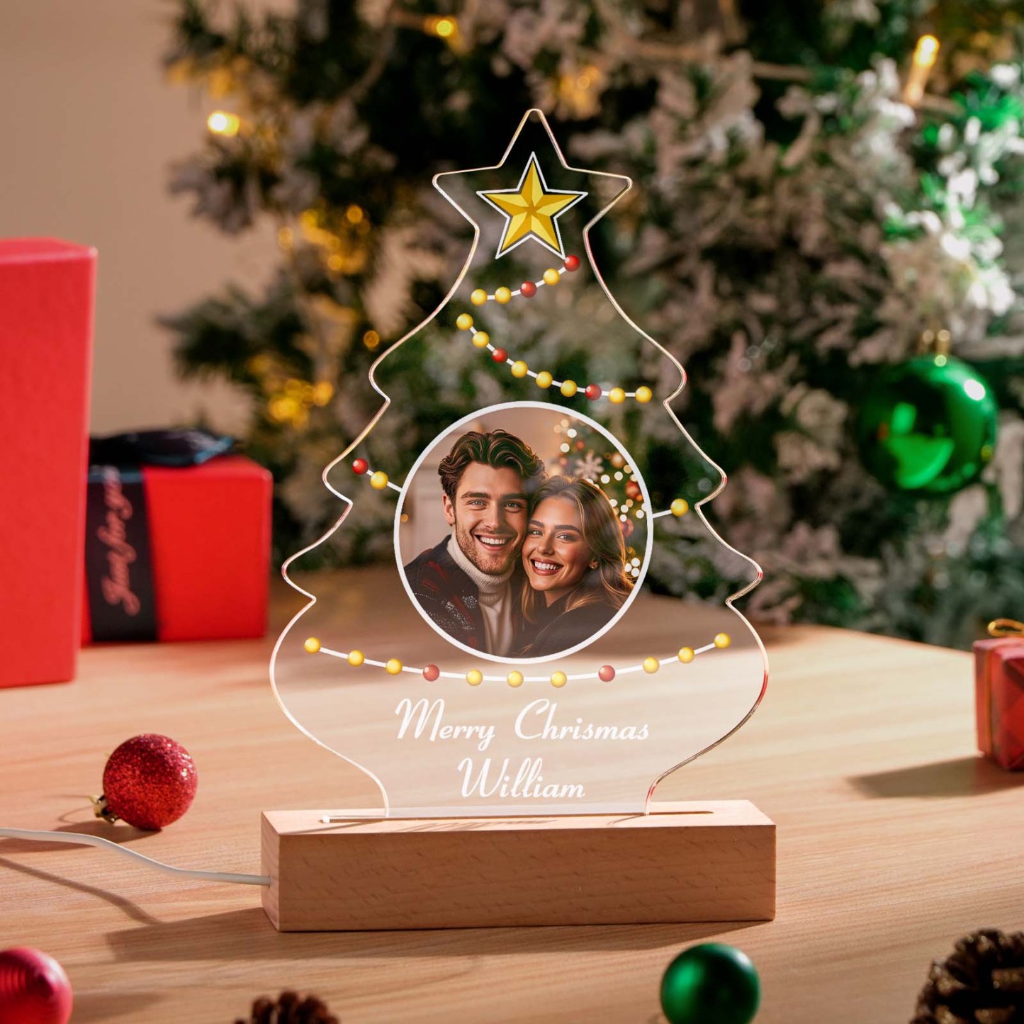 Benutzerdefinierte Weihnachten Nachtlicht Personalisierte Foto Weihnachtslampe Weihnachtsbaum Lampe - MeineFotoTassen