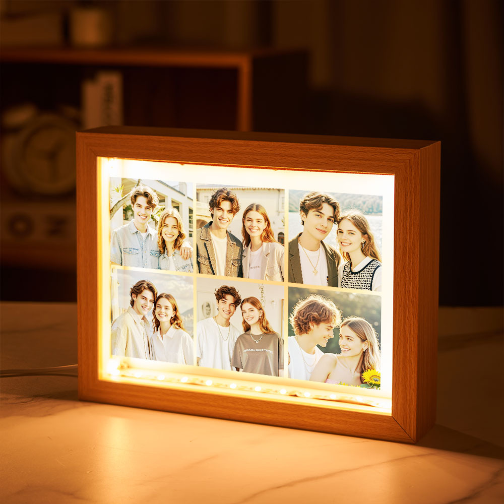 Personalisierter Led-fotorahmen, Individueller Lichtrahmen Für Mehrere Fotos, Geschenk Für Paare - MeineFotoTassen
