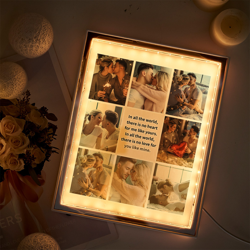 Personalisierter Foto-nachtlicht-paar-fotorahmen, Individueller Brief, Geburtstagsgeschenk, Spiegel, Licht, Fotospiegel, Individueller Namensspiegel - MeineFotoTassen