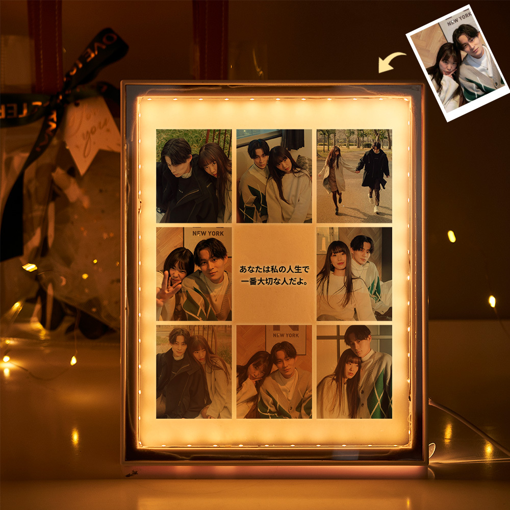 Personalisierter Foto-nachtlicht-paar-fotorahmen, Individueller Brief, Geburtstagsgeschenk, Spiegel, Licht, Fotospiegel, Individueller Namensspiegel - MeineFotoTassen