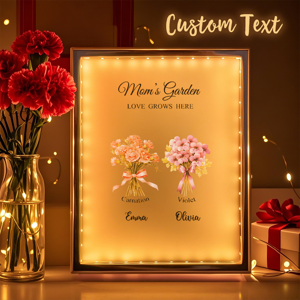 Personalisierte Geburtsblumen-spiegellampe, Personalisiertes Nachtlicht, Geschenk Für Mama - MeineFotoTassen