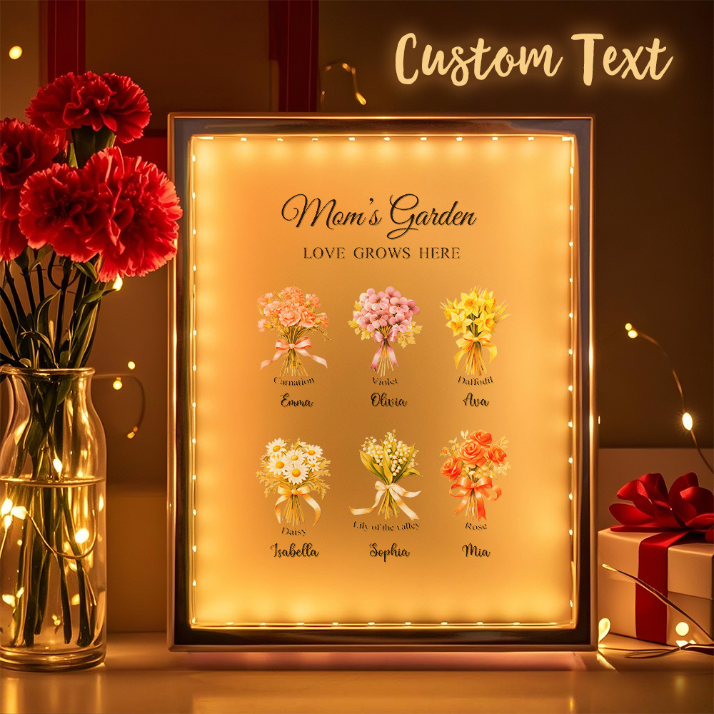Personalisierte Geburtsblumen-spiegellampe, Personalisiertes Nachtlicht, Geschenk Für Mama - MeineFotoTassen