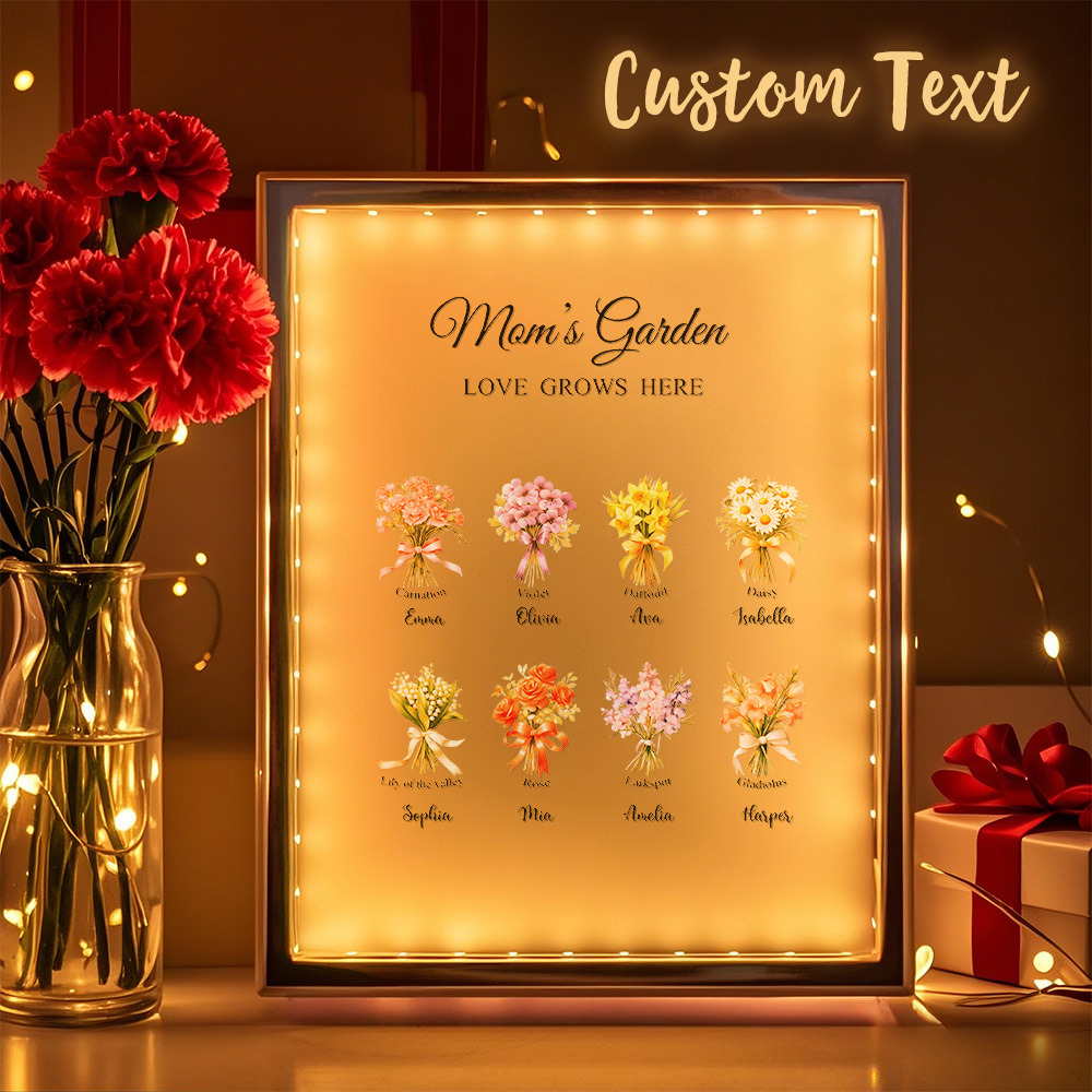 Personalisierte Geburtsblumen-spiegellampe, Personalisiertes Nachtlicht, Geschenk Für Mama - MeineFotoTassen