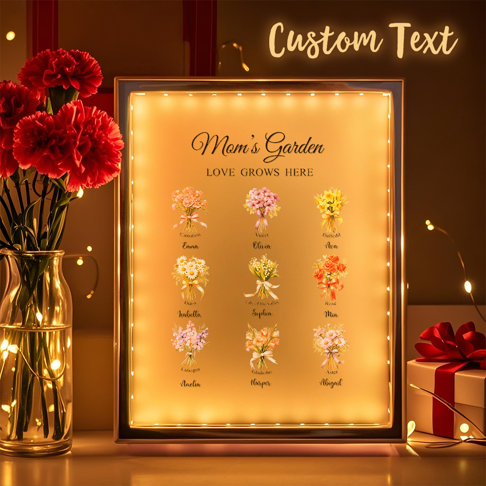 Personalisierte Geburtsblumen-spiegellampe, Personalisiertes Nachtlicht, Geschenk Für Mama - MeineFotoTassen