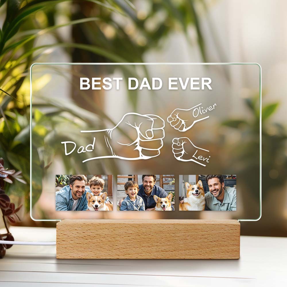 Personalisiertes Vatertagsfoto-nachtlicht, Personalisierte Erste Nachtlampe, Vatertagsgeschenk Für Papa - MeineFotoTassen