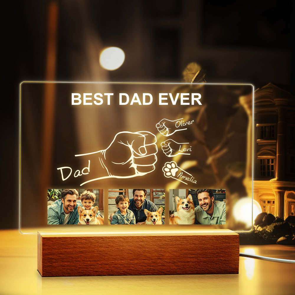 Personalisiertes Vatertagsfoto-nachtlicht, Personalisierte Erste Nachtlampe, Vatertagsgeschenk Für Papa - MeineFotoTassen