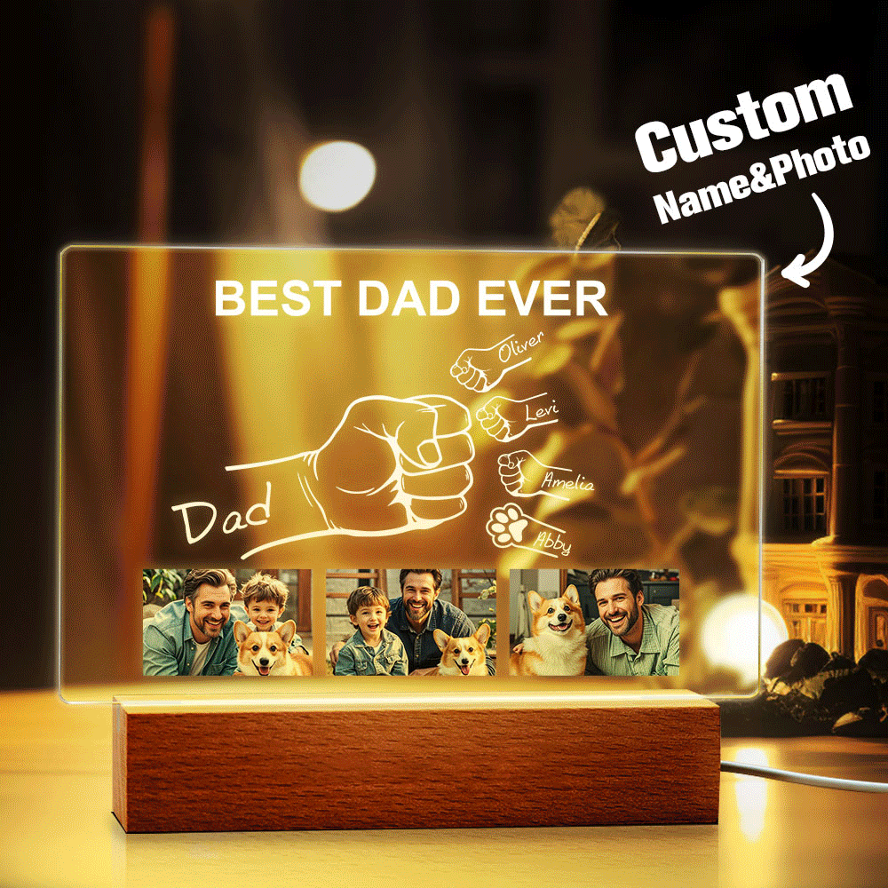 Personalisiertes Vatertagsfoto-nachtlicht, Personalisierte Erste Nachtlampe, Vatertagsgeschenk Für Papa - MeineFotoTassen