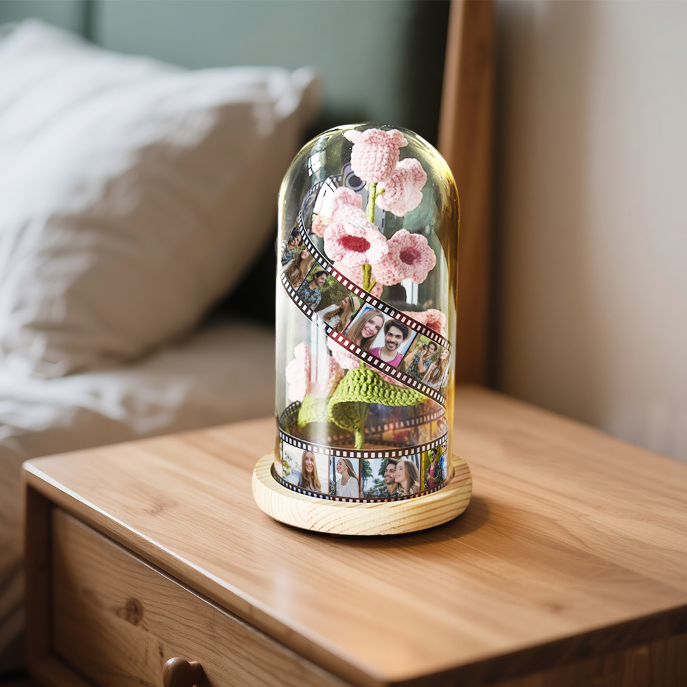 Benutzerdefinierte Fotofilmrolle Mit Gestrickter Blume, Personalisiertes Erinnerungsstraußgeschenk, Individuelle Geschenke Für Den Liebhaber - MeineFotoTassen