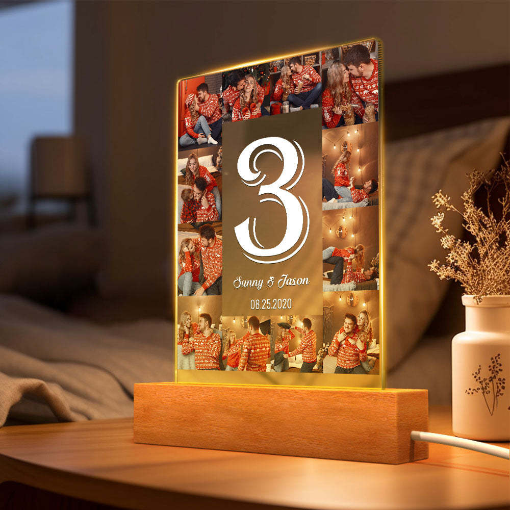 Jubiläumslicht-nacht, Personalisierte Jubiläums-fotolicht-led-lampe Für Liebhaber - MeineFotoTassen