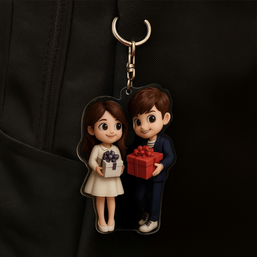 Personalisierter Acryl-schlüsselanhänger Mit Cartoon-motiv Für Paare – Einzigartiges Erinnerungsstück Als Geschenk Zum Jahrestag, Geburtstag Oder Valentinstag - MeineFotoTassen