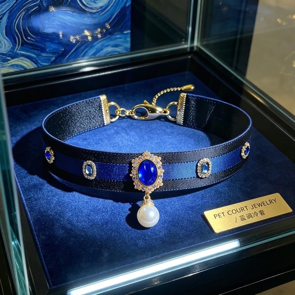 Elegantes Blaues Katzenhalsband, Niedlicher Haustierschmuck Für Katzen, Stilvolle Halskette Für Katzen - MeineFotoTassen