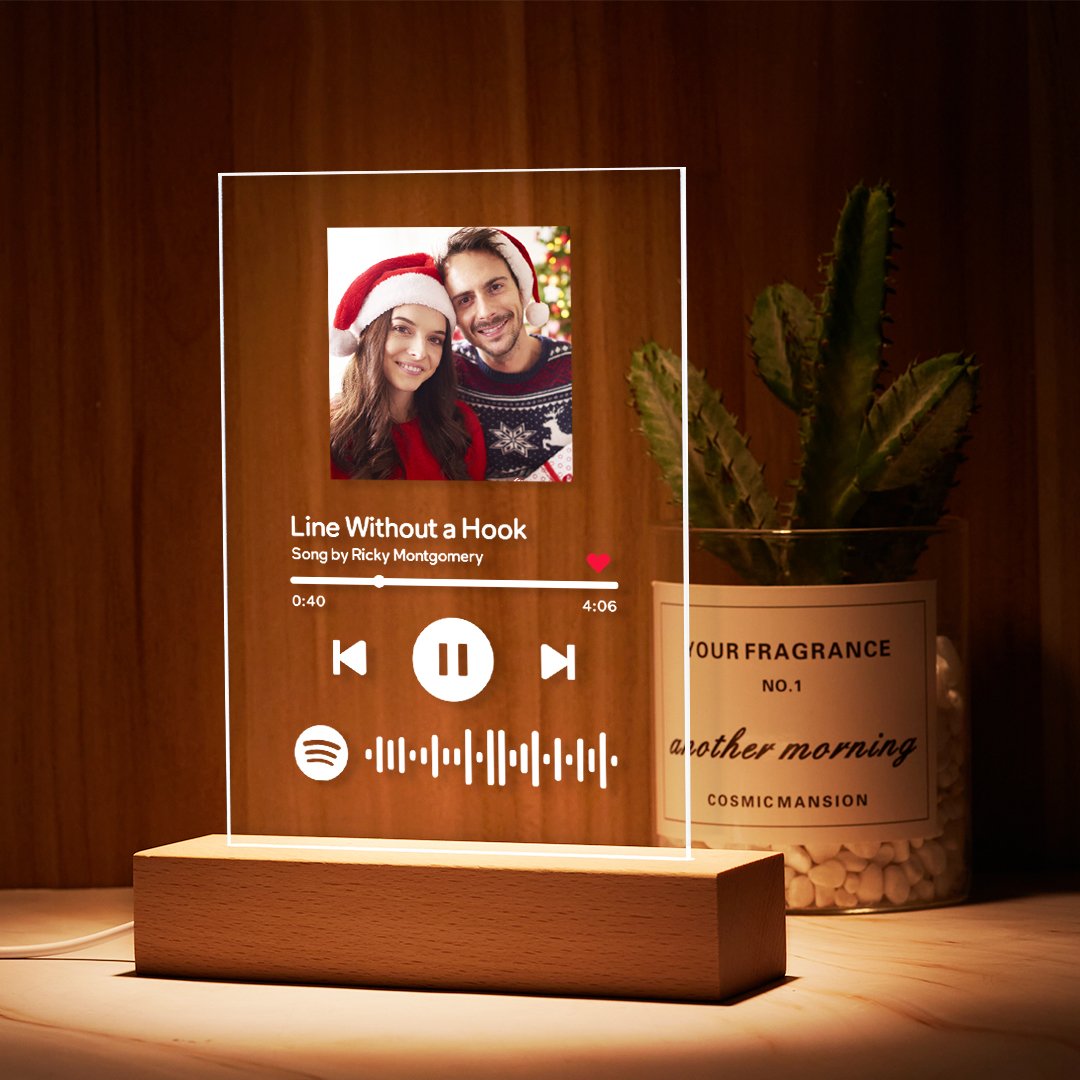 Weihnachtsgeschenk Spotify Nachtlicht Personalisiertes Spotify Glas Geschenk Mit Spotify Code Spotify Bilderrahmen Glasfoto