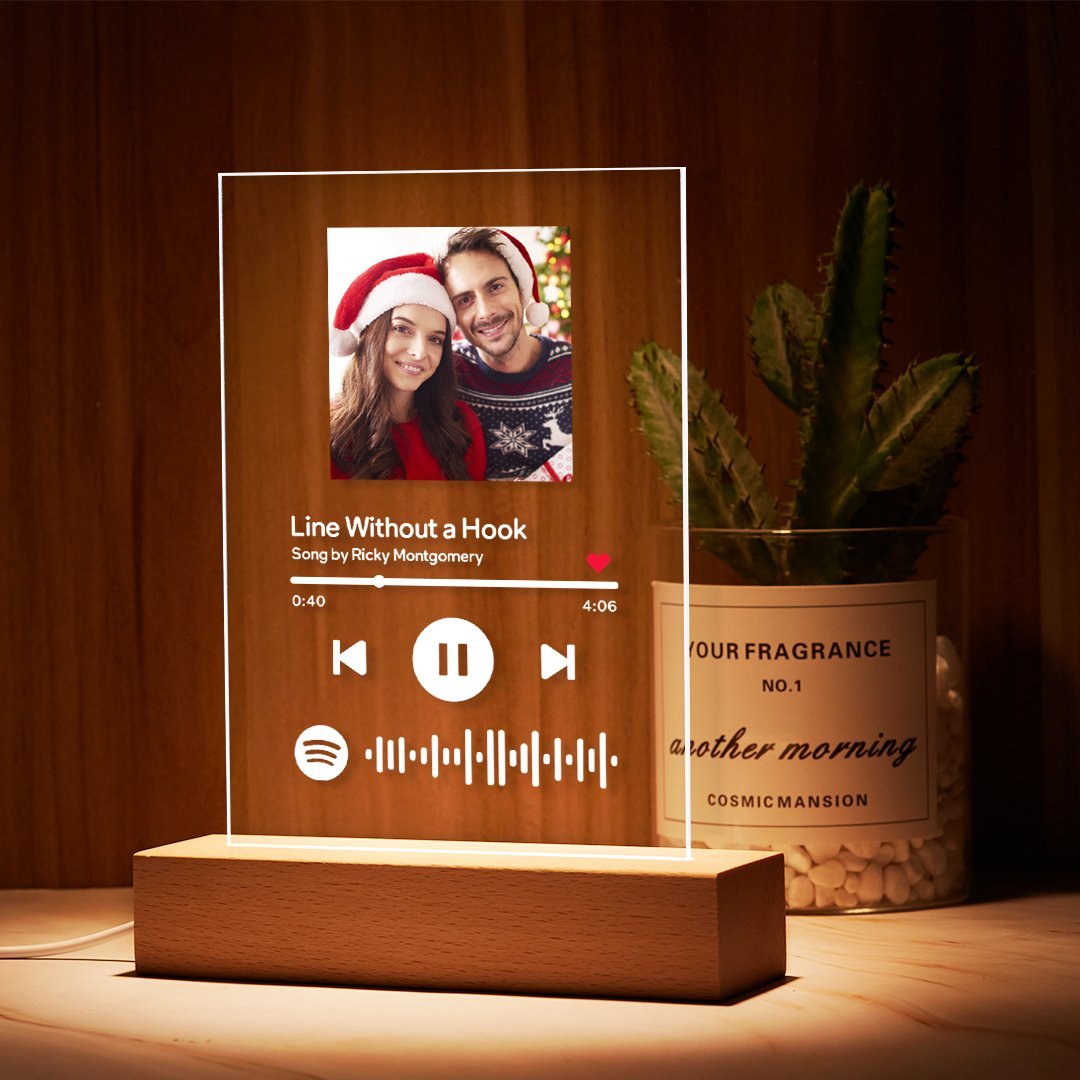 Spotify Nachtlicht Personalisiertes Spotify Glas Geschenk Mit Spotify Code Spotify Bilderrahmen Glasfoto
