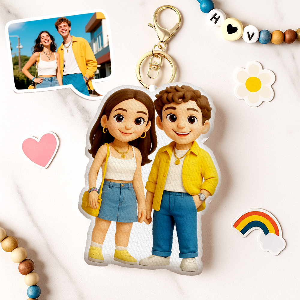 Personalisierter Süßer Schlüsselanhänger, Personalisierter Cartoon-schlüsselanhänger, Personalisiertes Jubiläumsgeschenk - MeineFotoTassen