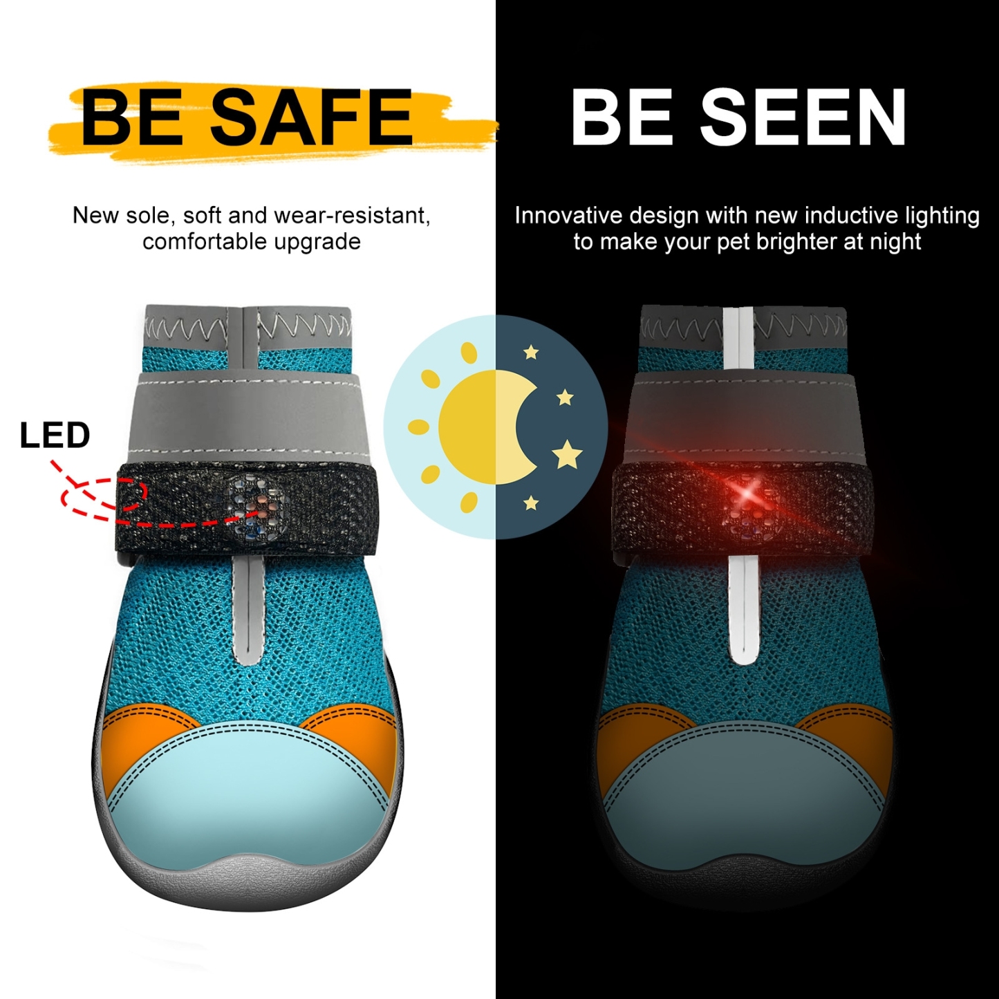 Bunte LED-Hundeschuhe – Atmungsaktive Mesh-Haustierstiefel, Rutschfest Und Strapazierfähiger Pfotenschutz - MeineFotoTassen