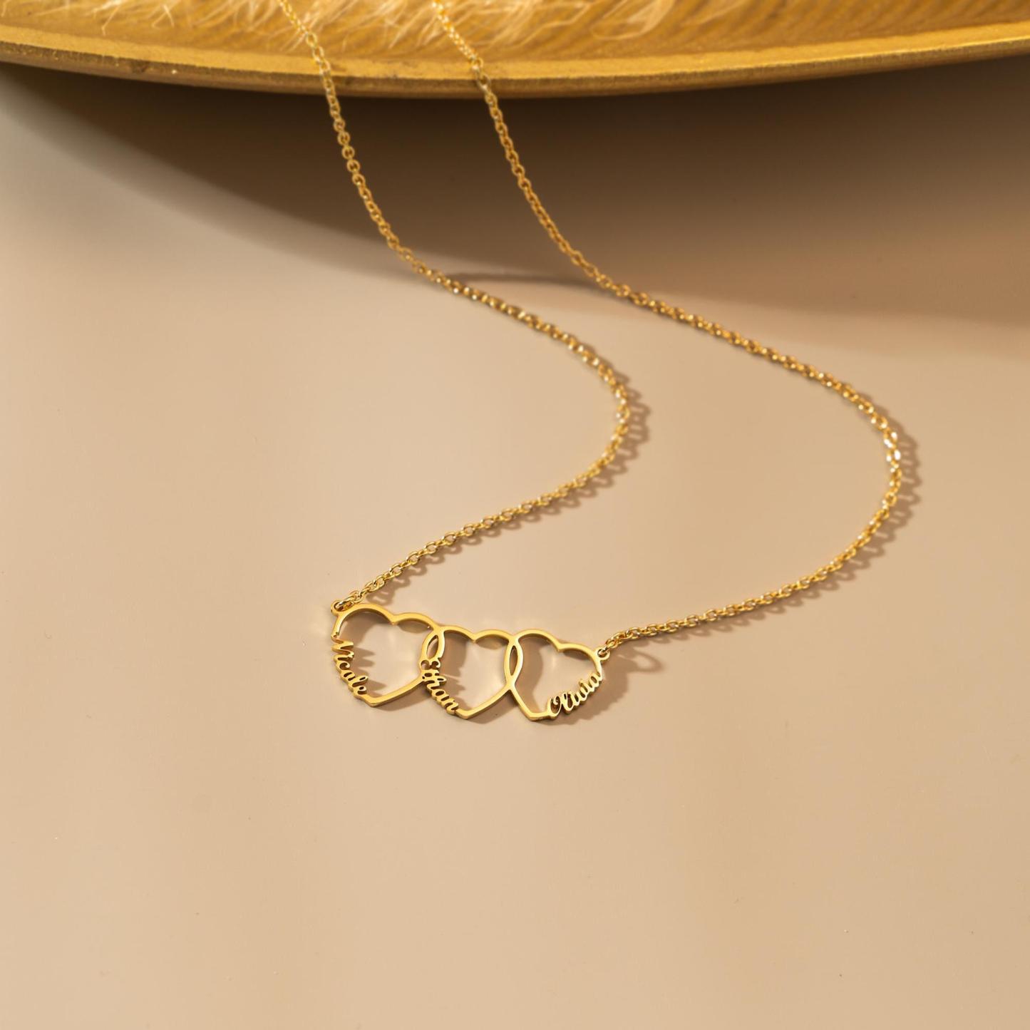 Namenskette Mit Herz, Halskette Mit Mehreren Herzen, Schmuck Für Kindernamen, Geschenkidee Zum Muttertag - MeineFotoTassen