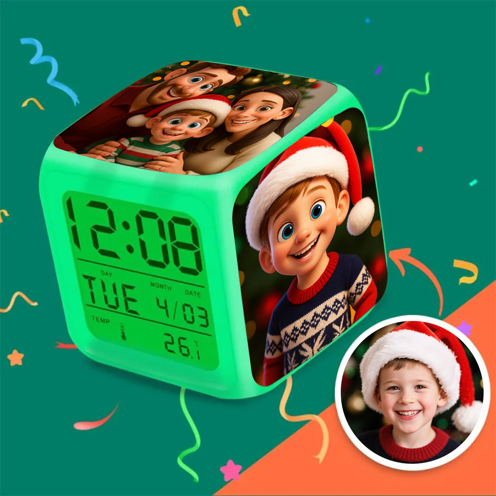 Personalisierter Wecker Mit Cartoon-fotos, Individuelle Led-nachtleuchte Mit Mehreren Bildern, Einzigartige Heimdekoration - MeineFotoTassen