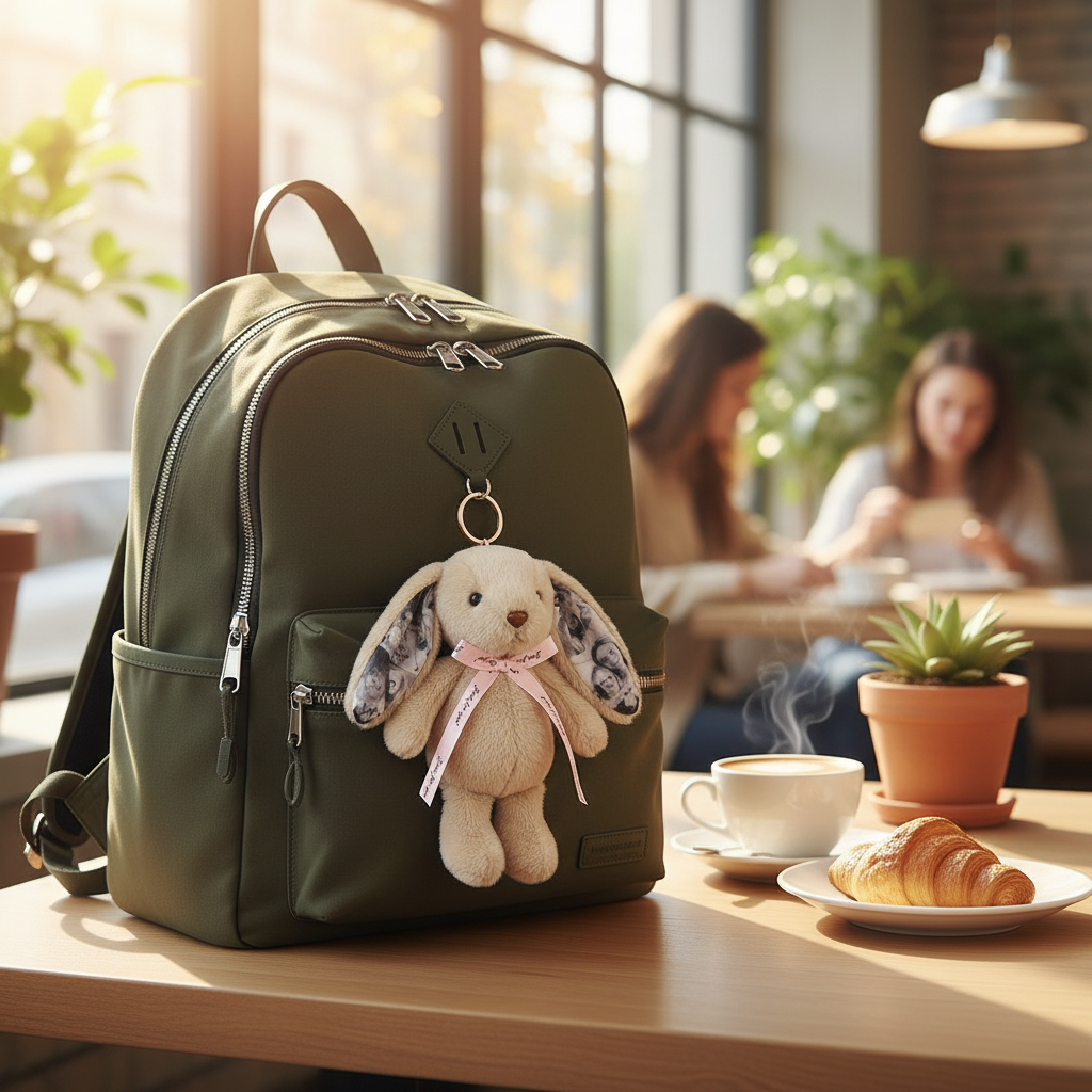 Personalisierter Hasen-Plüsch-Schlüsselanhänger Mit Foto – Personalisierter Süßer Hasen-Taschenanhänger Mit Fotoohren Und Geschenkband - MeineFotoTassen