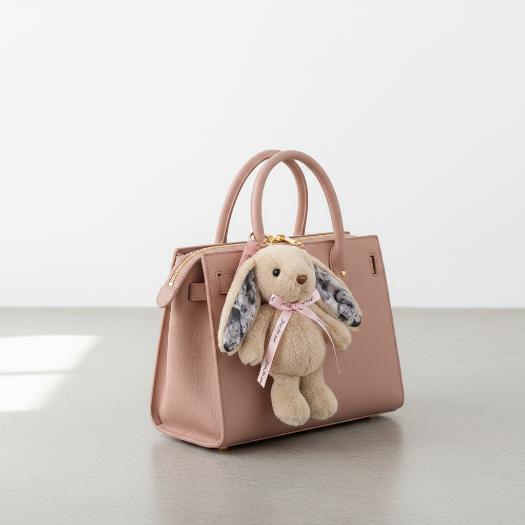 Personalisierter Hasen-Plüsch-Schlüsselanhänger Mit Foto – Personalisierter Süßer Hasen-Taschenanhänger Mit Fotoohren Und Geschenkband - MeineFotoTassen