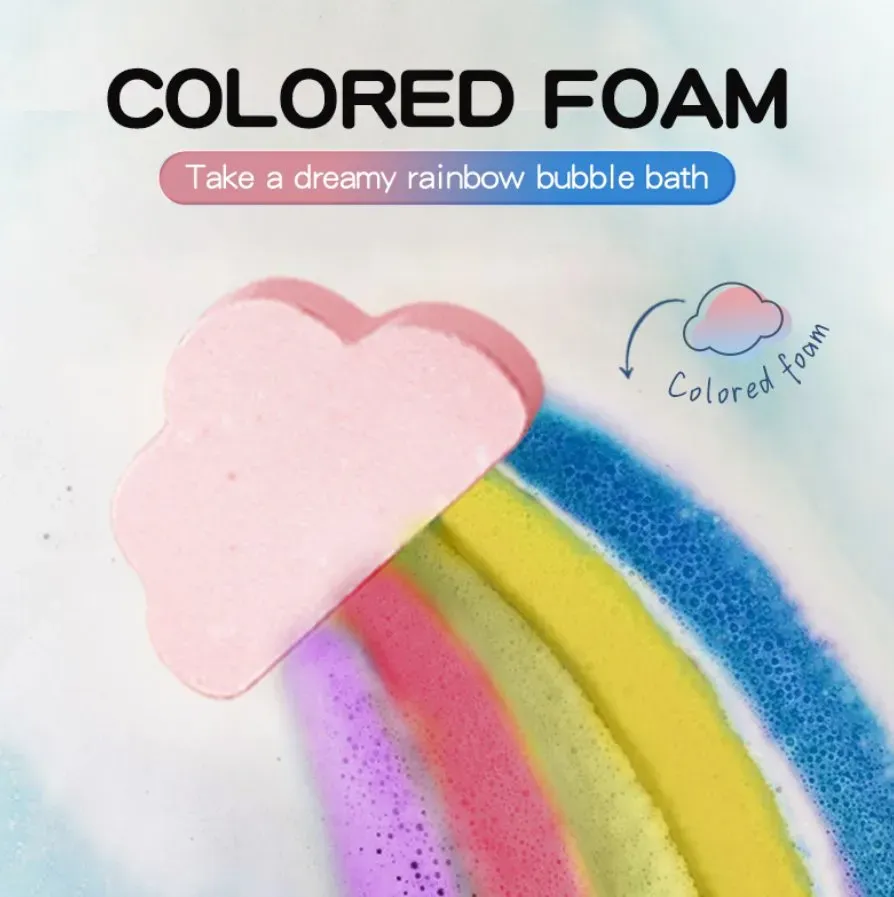 Wolken- Und Regenbogen-badebomben Für Kinder – Sprudelndes Schaumbad, Sanfte Hautpflege, Spa-spaß Für Kinder - MeineFotoTassen