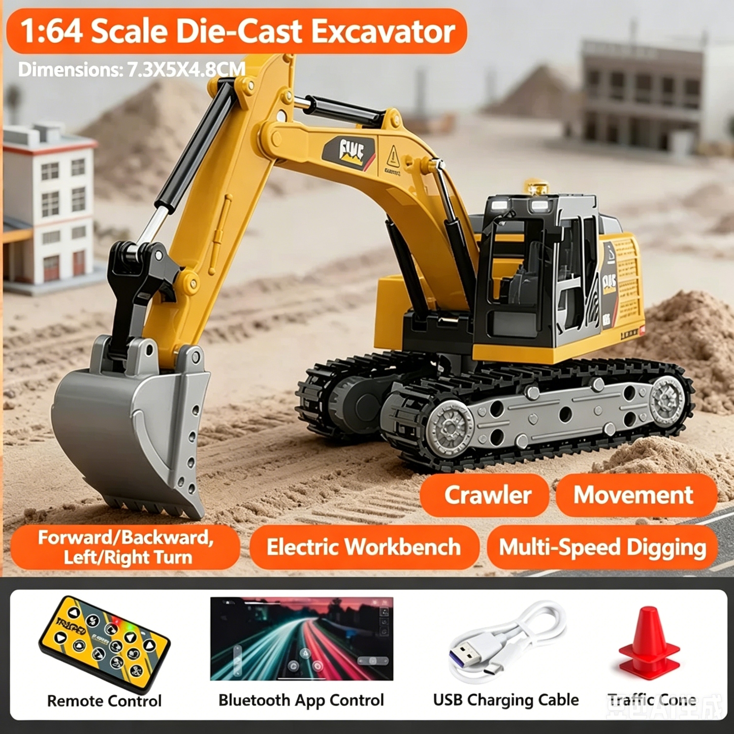 Mini-RC-Baufahrzeug-Set – Ferngesteuerter Bagger, Muldenkipper Und Gabelstapler, Desktop-Technik-Spielzeug, Geschenk Für Kinder, Studenten Und Sammler - MeineFotoTassen