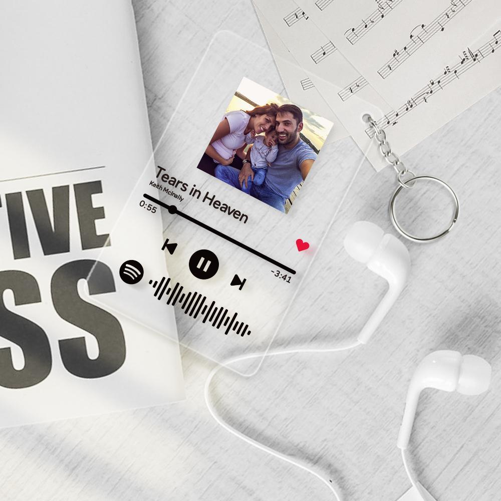 Custom Spotify Code Glass Music Keychain Photo Keyring Gift For Girlfriend