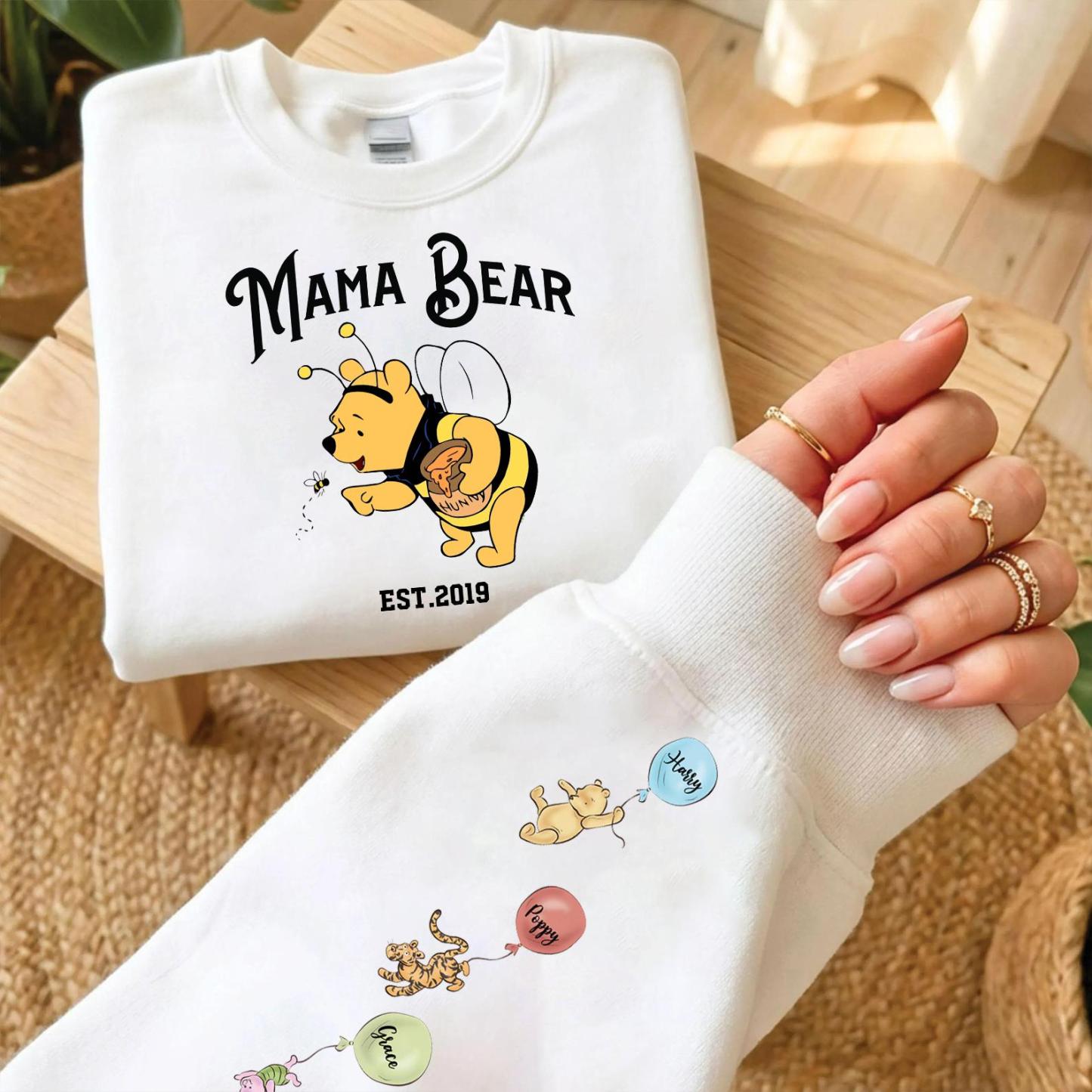 Custom Mama Bear Honey Bee Sweatshirt With Kid Names