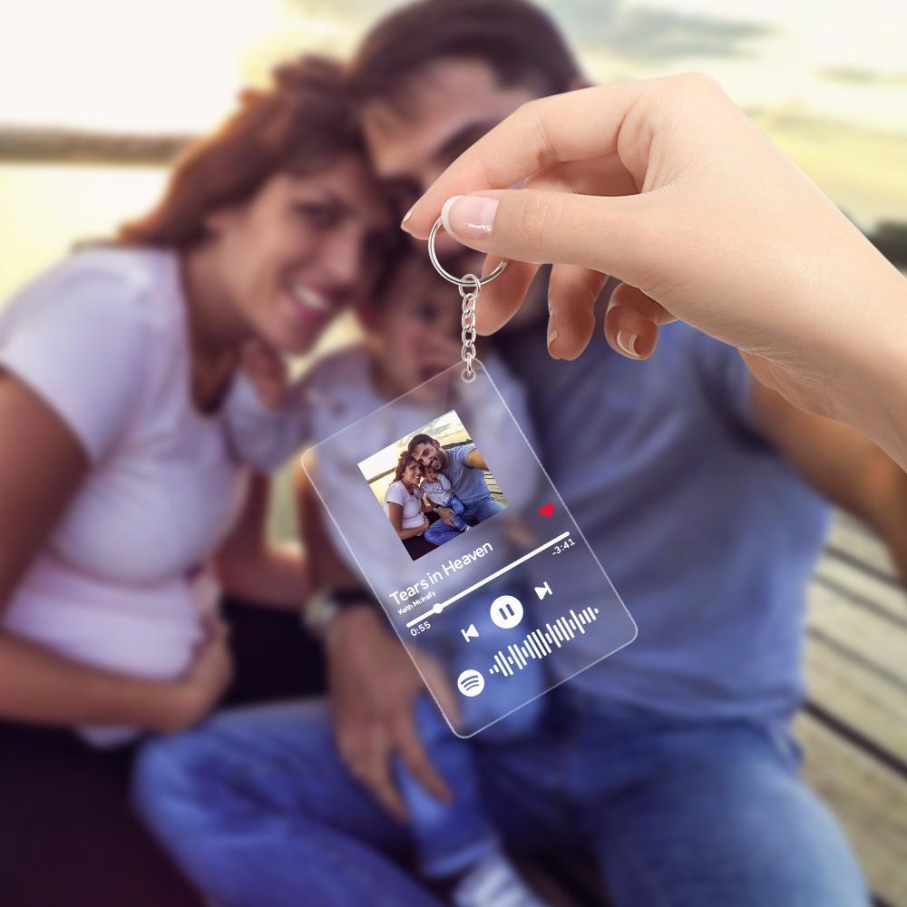 Custom Spotify Code Glass Music Keychain Photo Keyring Gift For Girlfriend