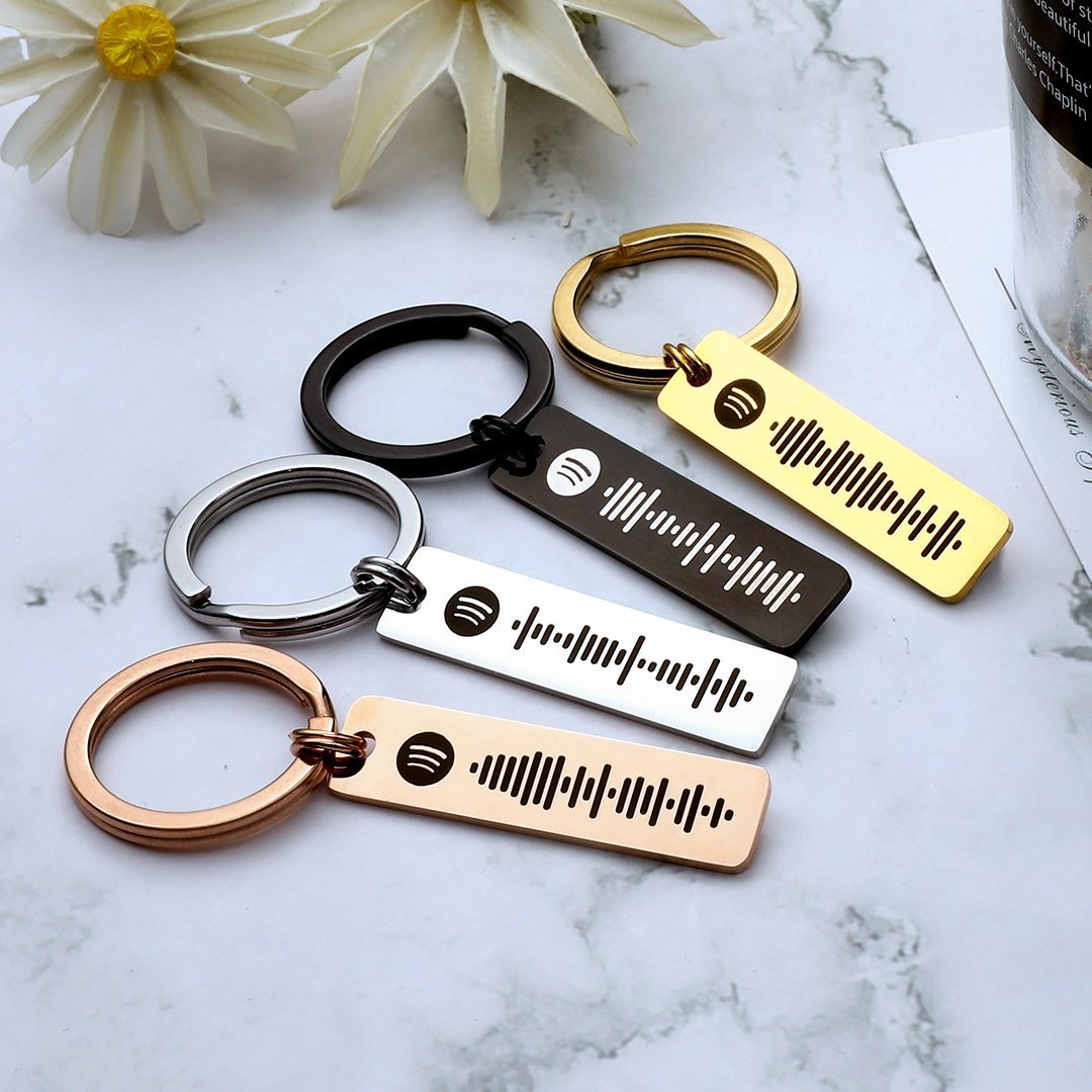 Custom Music Keychain Scannable Music music Code Keychain Stainless Steel Keyring