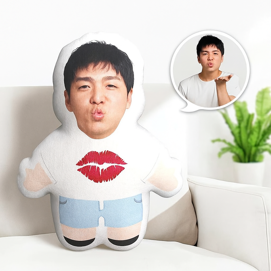 Customized Photo Face Pillow Cartoon Kiss Pillow Personalized Photo Customized Pillow for Girlfriend