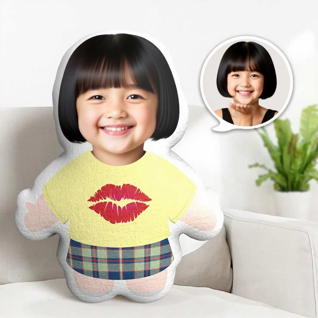Customized Photo Face Pillow Cartoon Kiss Pillow Personalized Photo Customized Pillow for Boyfriend