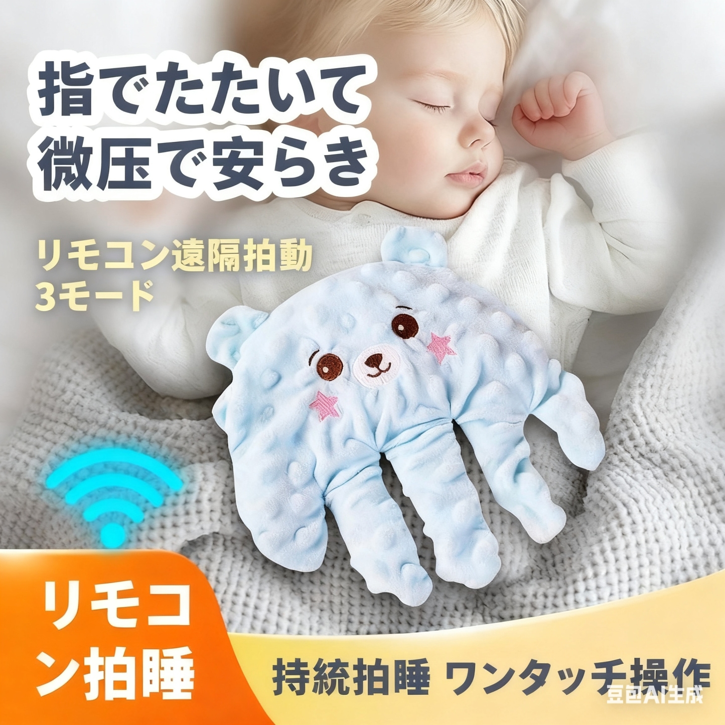 Baby Soothing Patting Pillow Electric Palm Sleep Aid Toy Calming Plush for Newborns