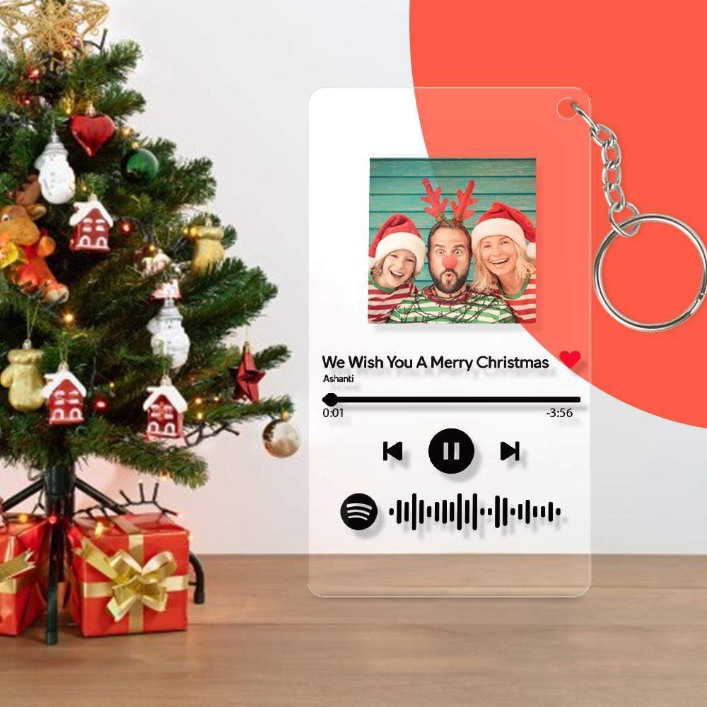 Custom Spotify Code Glass Music Keychain Photo Keyring Gift For Girlfriend